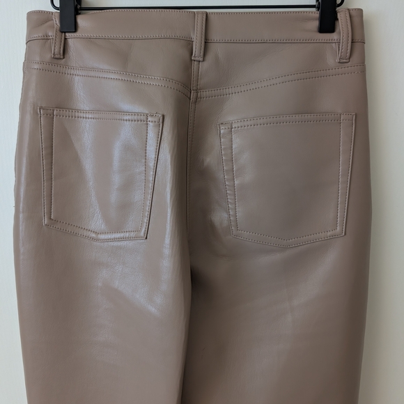 Aritzia Wilfred Womens 8 Tan Faux Leather Pants Bikercore Cyberpunk Preppy - Picture 6 of 8